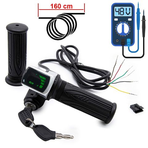 Accélérateur à main avec indicateur de batterie (48V) et clé - connecteur SM
