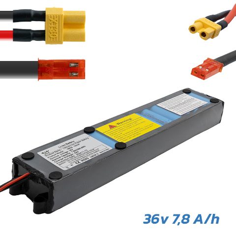 Batterie 36V 7.8A / H avec connecteurs XT30 et JST