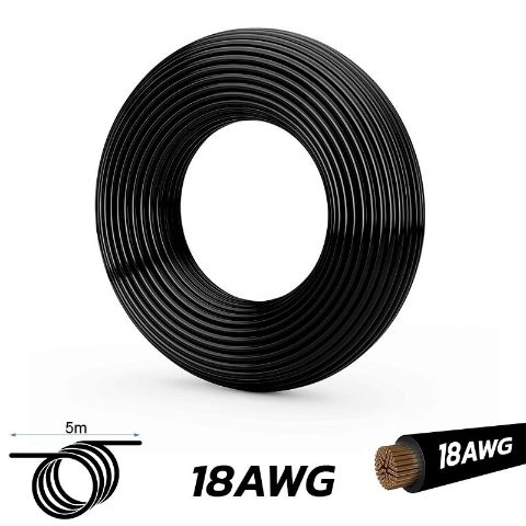 Câble noir 18 AWG - 5M