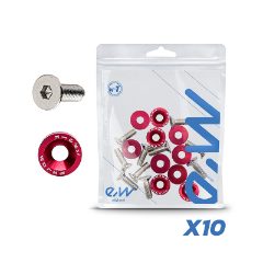 Rondelle JDM rouge avec vis M6x16 - 10pcs